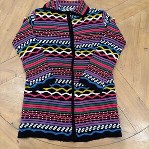 Sioni Coogi Style Textured 3D Colorful Striped Long Cardigan